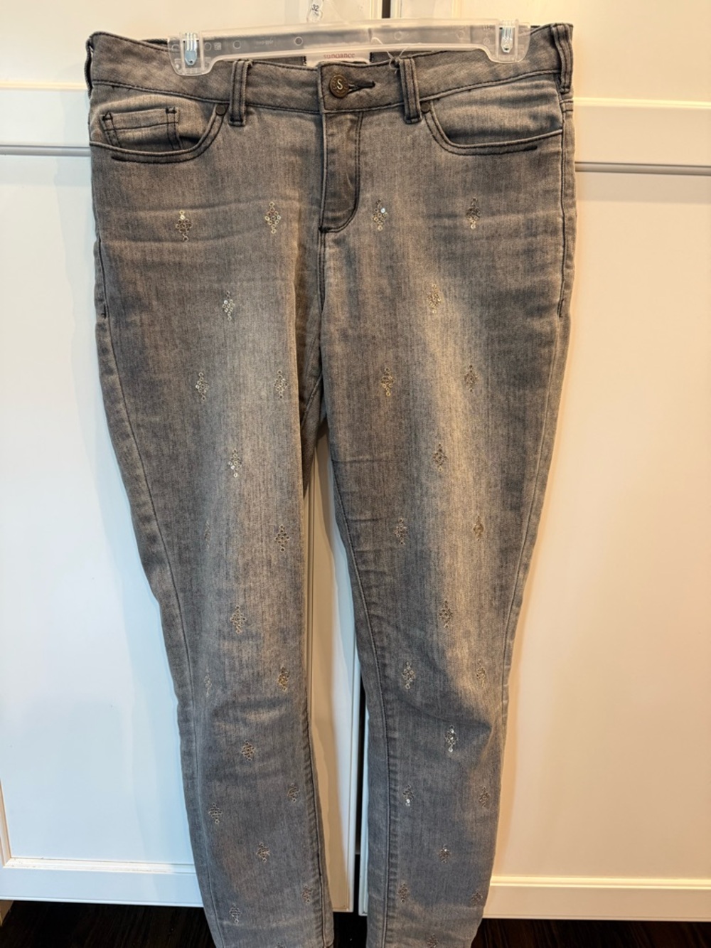 Sundance Gray Jeans with subtle bronze sequin Embellishments
